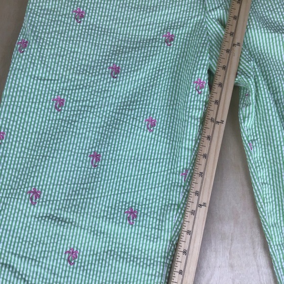 Lilly Pullitzer Mens Phipps Pants Seersucker Palm Trees Pink Green Sz 34 Preppy - Picture 7 of 8